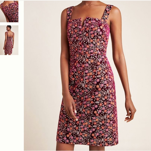 Anthropologie Dresses & Skirts - Jaz Embroidered floral Velvet Mini Dress